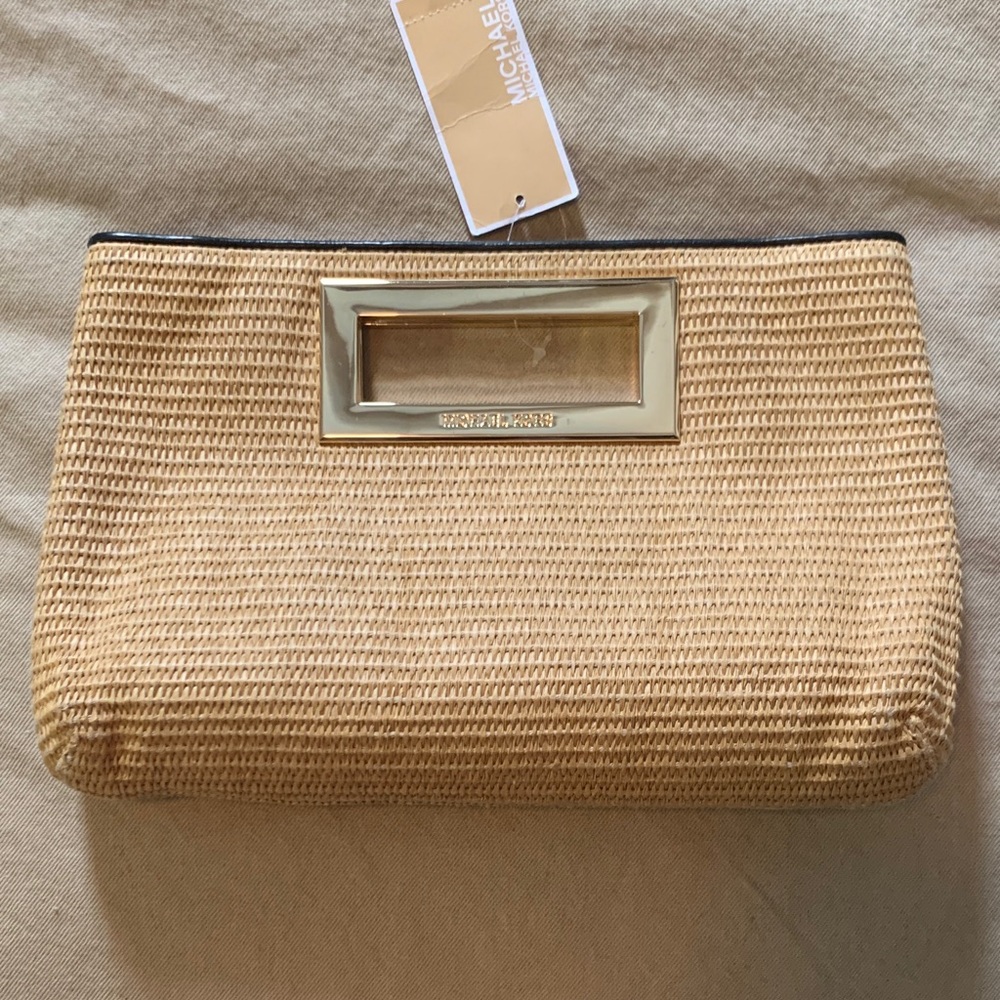 Michael Kors Tan Woven Clutch